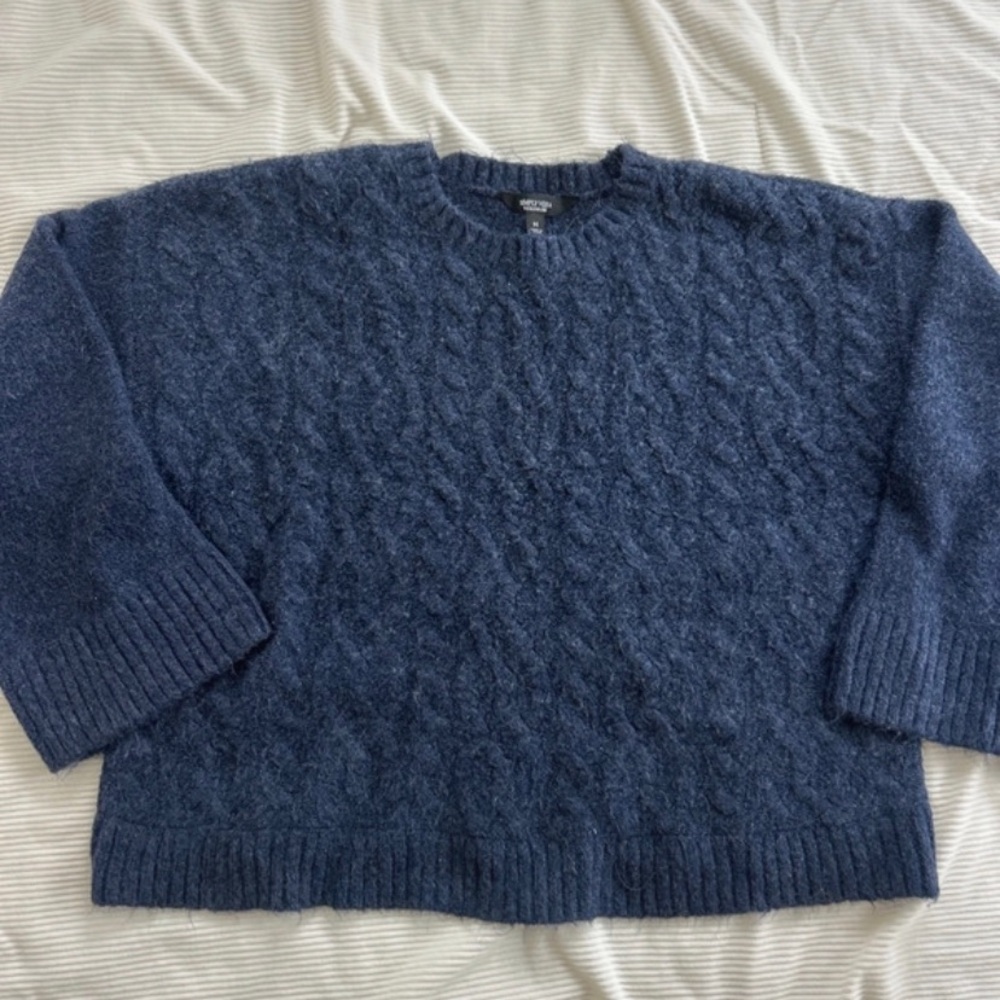 Simply Vera Vera Wang Navy Cable-Knit Crewneck Sweater